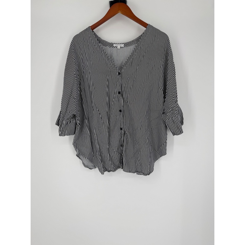 Vetta Womens Button‎ Down Blouse Large Capsule Minimalist Business Causal